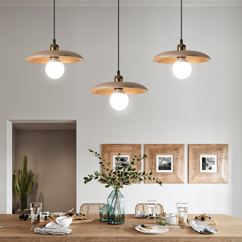 Modern Style Pot Cover Hanging Light Wood Hanging Lamp for Bedroom