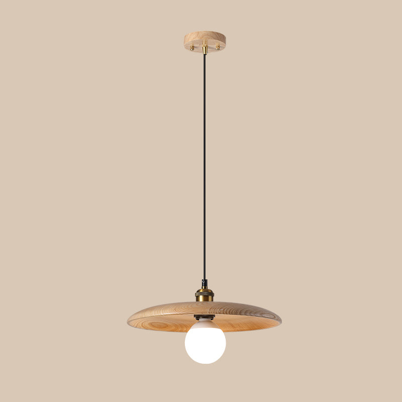 Modern Style Pot Cover Hanging Light Wood Hanging Lamp for Bedroom