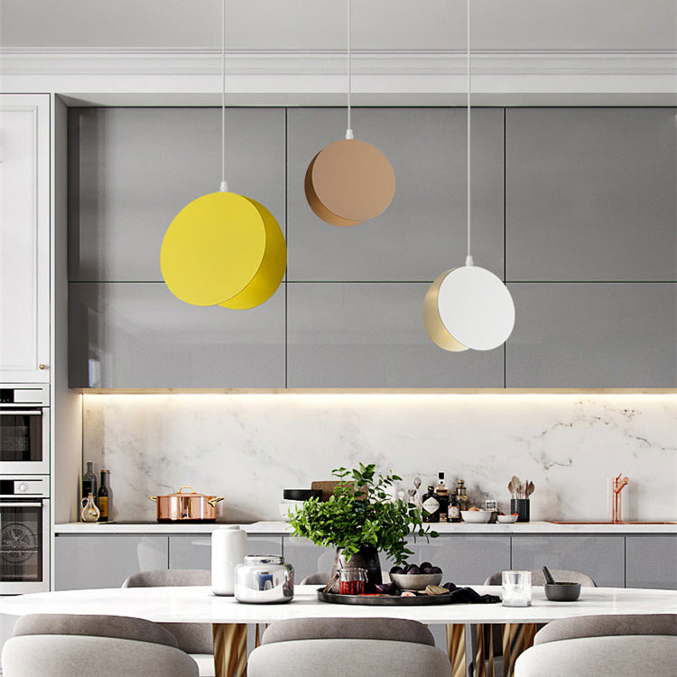 Contemporary Style Round Pendant Lamp Metal 1 Light Suspension Light