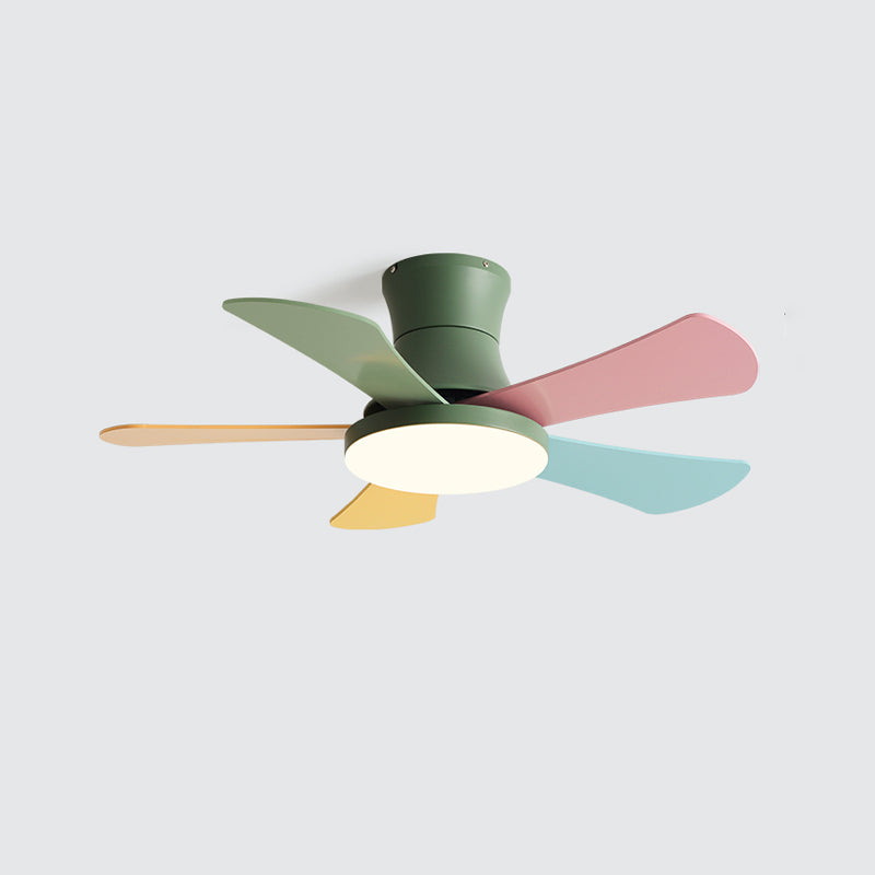 Modern Macaron Ceiling Fan Light Metal 1 Light LED Ceiling Fan for Children's Room