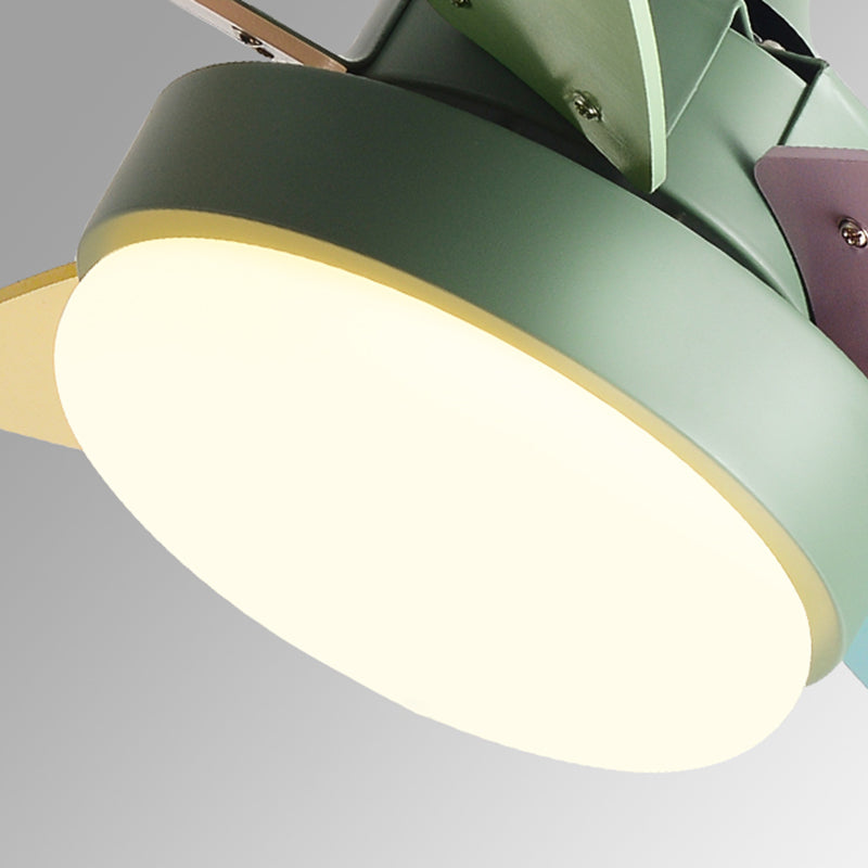 Metal Fan Ceiling Lights Modern Style 1 Light Flush Mount Lamp