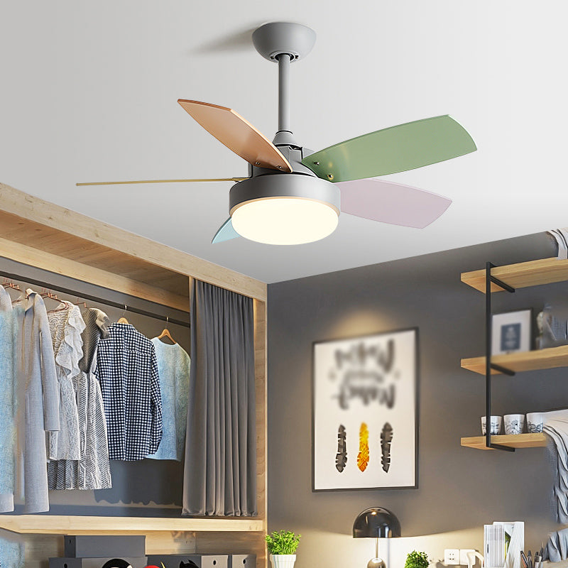 Metal Fan Ceiling Lights Modern Style 1 Light Flush Mount Lamp