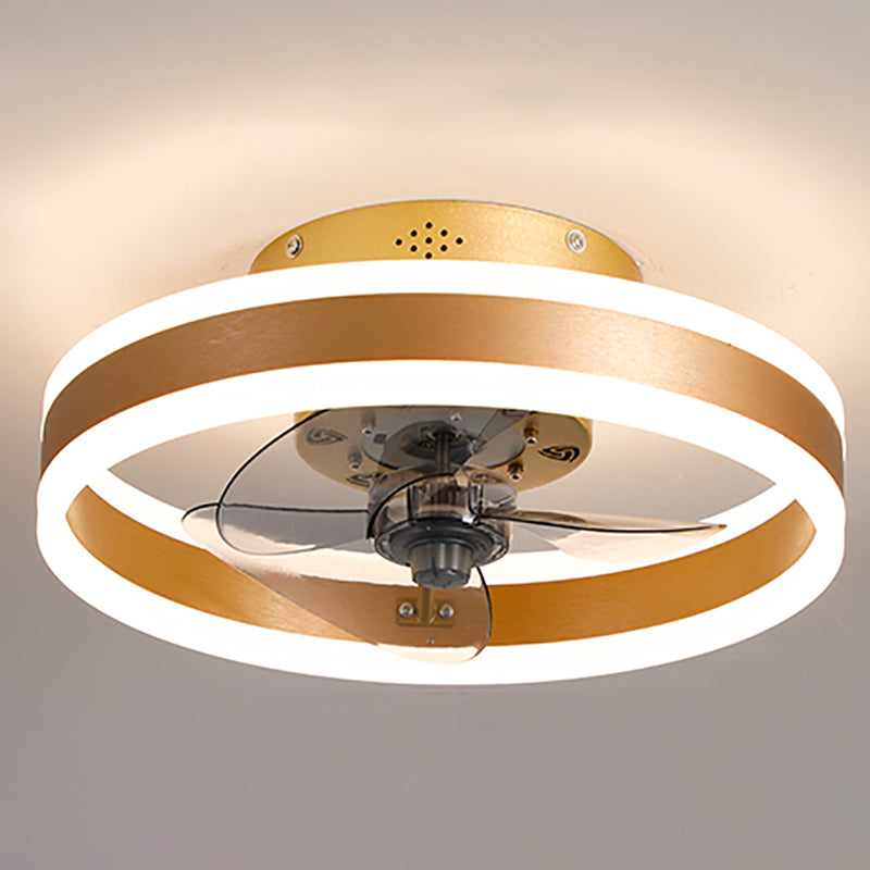 Metal Fan Ceiling Lights Modern Style 1 Light Flush Mount Lamp for Bedroom