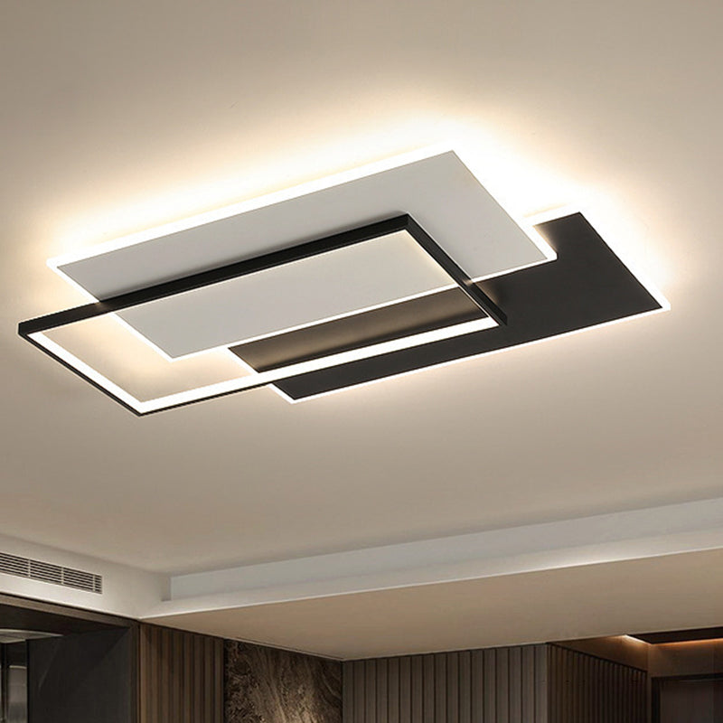 Modern Style Geometry Ceiling Lights Metal 3 Light Ceiling Lamps for Bedroom in Black