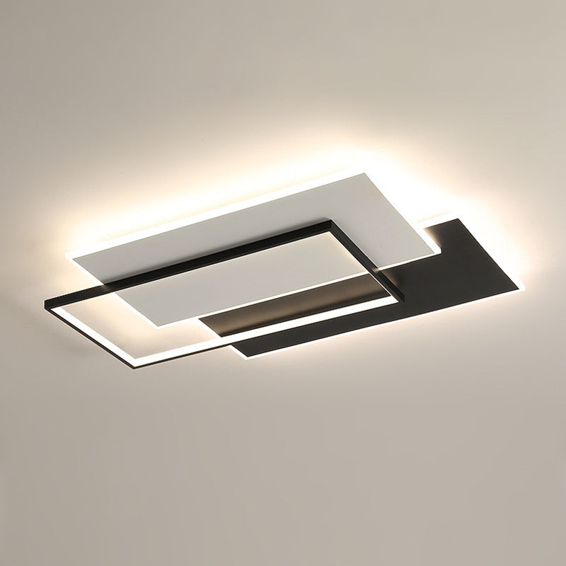 Modern Style Geometry Ceiling Lights Metal 3 Light Ceiling Lamps for Bedroom in Black