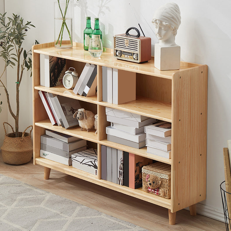 Contemporary Pine Solid Wood Bookcase Closed Back Bookshelf for Home