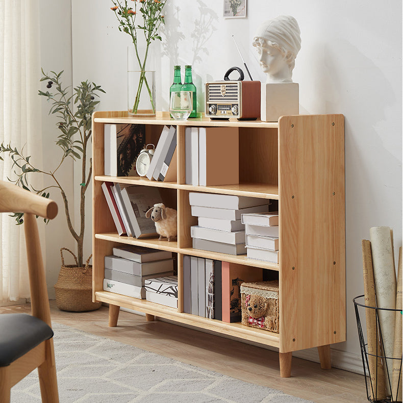 Contemporary Pine Solid Wood Bookcase Closed Back Bookshelf for Home