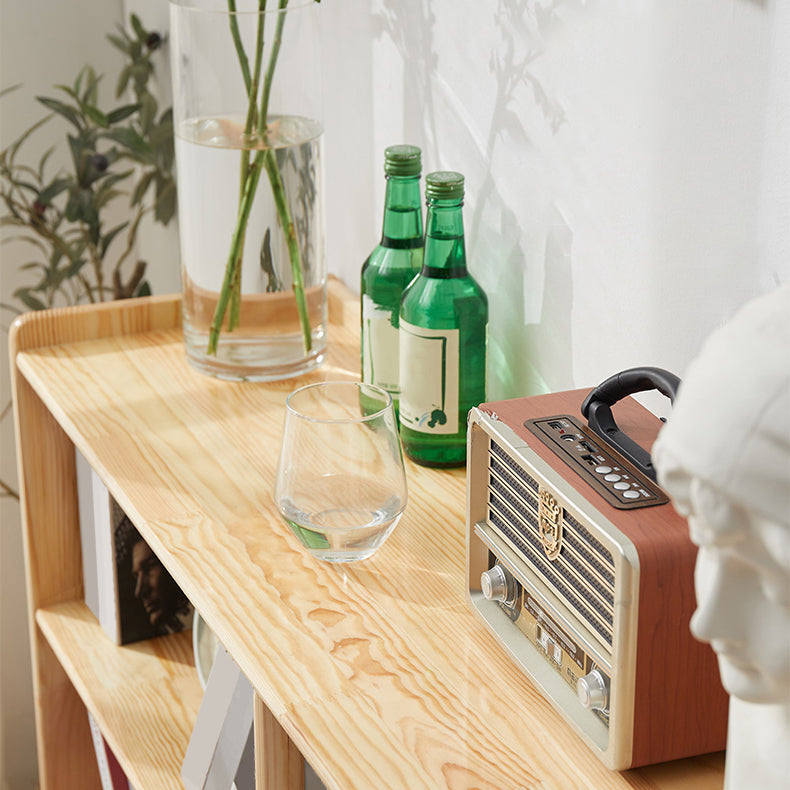 Contemporary Pine Solid Wood Bookcase Closed Back Bookshelf for Home