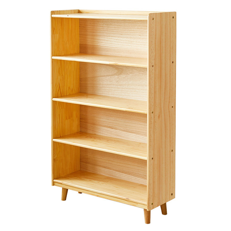 Contemporary Pine Solid Wood Bookcase Closed Back Bookshelf for Home
