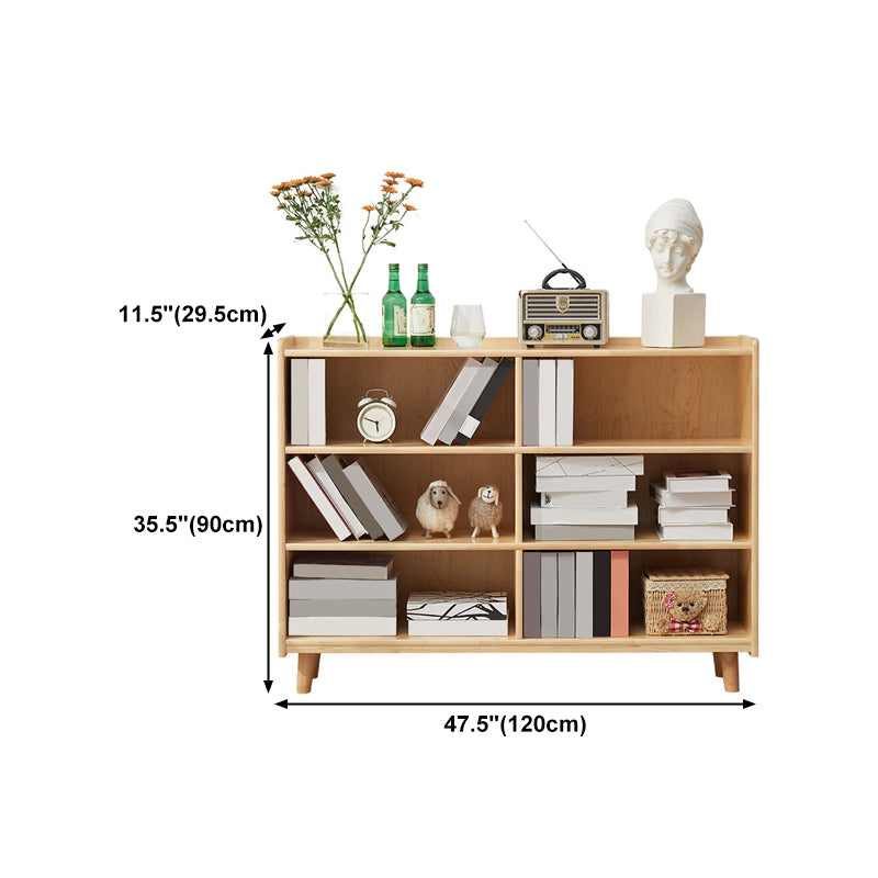 Contemporary Pine Solid Wood Bookcase Closed Back Bookshelf for Home