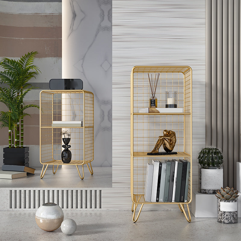 Modern Style Bookshelf Standard Vertical Closed Back Metal Bookcase
