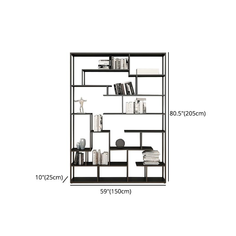 9.84"W Bookshelf Black Open Back Modern Style Bookcase for Home Office