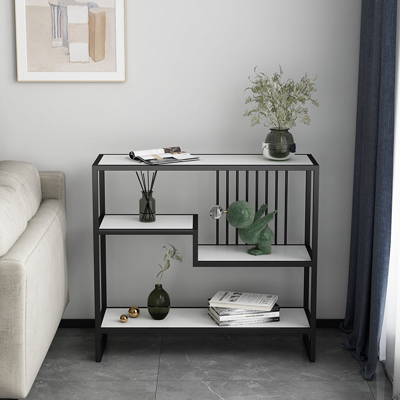 Modern Style Etagere Bookcase Open Back Metal Home Bookshelf