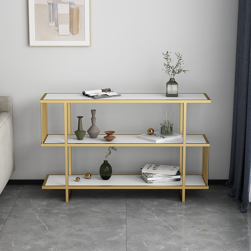 Modern Style Etagere Bookcase Open Back Metal Home Bookshelf