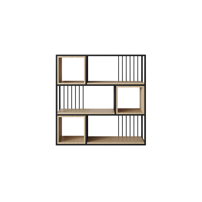Modern Living Room Etagere Bookshelf Metal Frame Solid Wood Shelf Bookcase