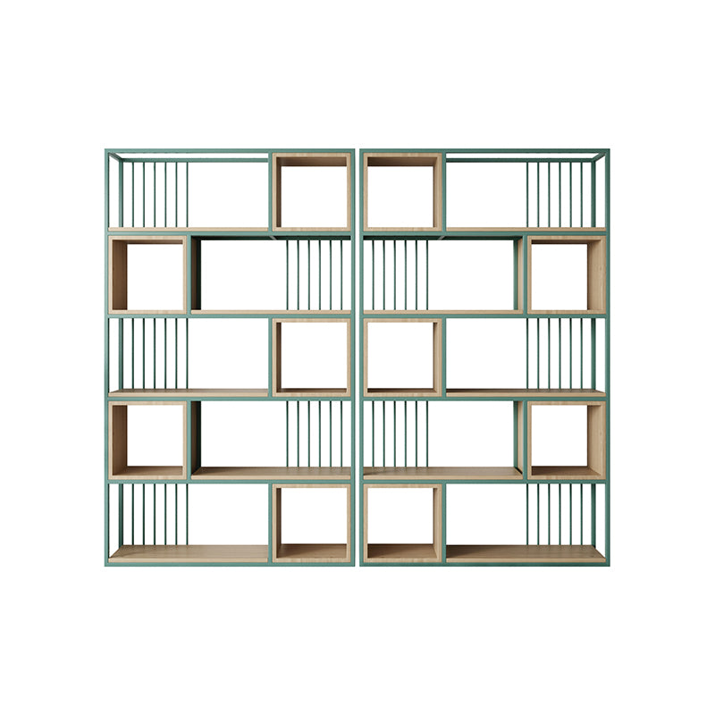 Modern Living Room Etagere Bookshelf Metal Frame Solid Wood Shelf Bookcase