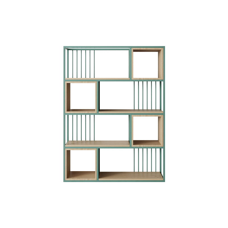Modern Living Room Etagere Bookshelf Metal Frame Solid Wood Shelf Bookcase