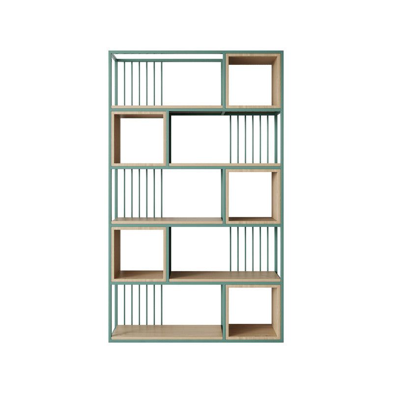 Modern Living Room Etagere Bookshelf Metal Frame Solid Wood Shelf Bookcase
