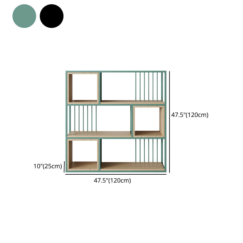Modern Living Room Etagere Bookshelf Metal Frame Solid Wood Shelf Bookcase