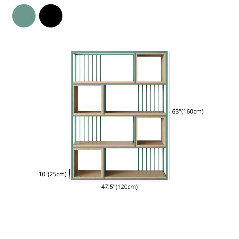 Modern Living Room Etagere Bookshelf Metal Frame Solid Wood Shelf Bookcase