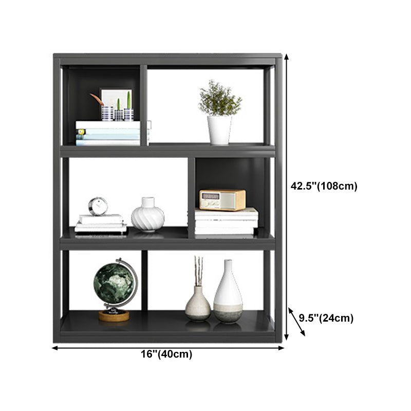 Vertical Metal Frame Etagere Bookshelf Manufactured Wood Shelf Bookcase for Living Room