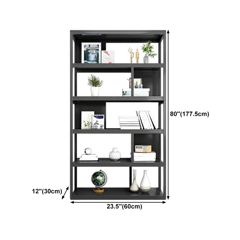 Vertical Metal Frame Etagere Bookshelf Manufactured Wood Shelf Bookcase for Living Room