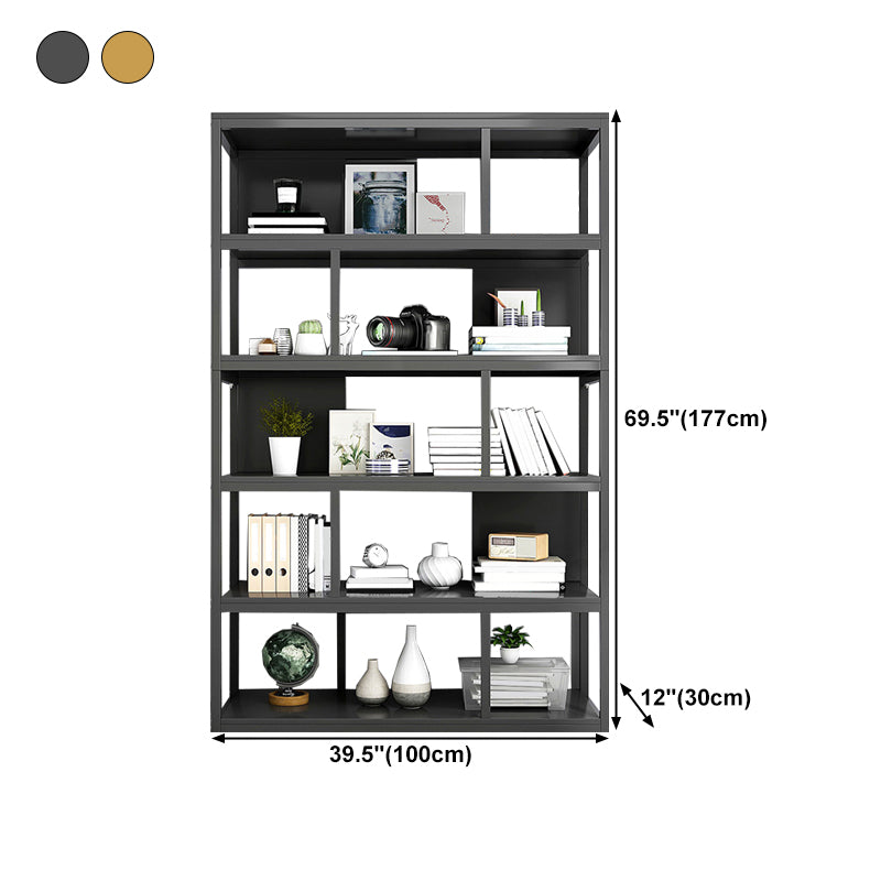 Vertical Metal Frame Etagere Bookshelf Manufactured Wood Shelf Bookcase for Living Room