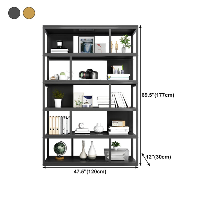 Vertical Metal Frame Etagere Bookshelf Manufactured Wood Shelf Bookcase for Living Room