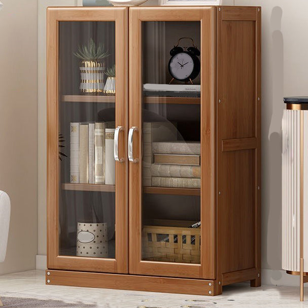 Manufactured Wood Standard Bookshelf Brown Vertical Bookcase with Door and Drawer