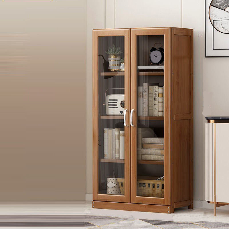 Manufactured Wood Standard Bookshelf Brown Vertical Bookcase with Door and Drawer