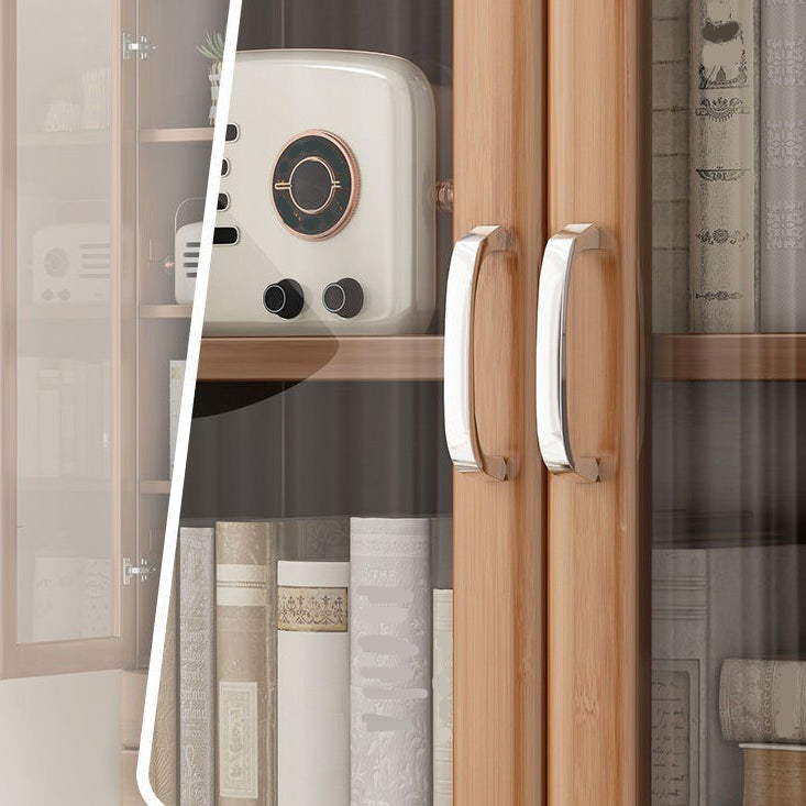 Manufactured Wood Standard Bookshelf Brown Vertical Bookcase with Door and Drawer