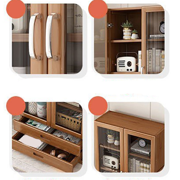 Manufactured Wood Standard Bookshelf Brown Vertical Bookcase with Door and Drawer