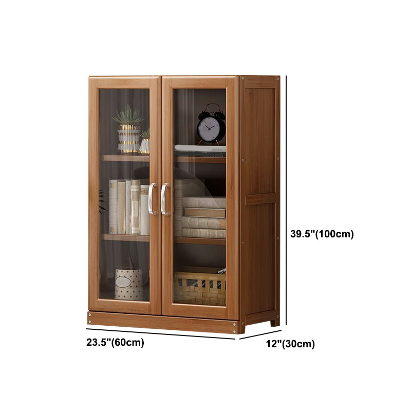 Manufactured Wood Standard Bookshelf Brown Vertical Bookcase with Door and Drawer