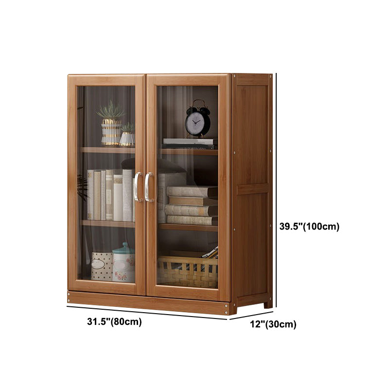 Manufactured Wood Standard Bookshelf Brown Vertical Bookcase with Door and Drawer
