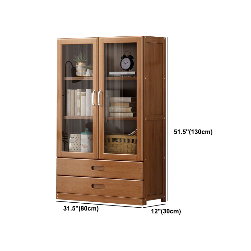 Manufactured Wood Standard Bookshelf Brown Vertical Bookcase with Door and Drawer