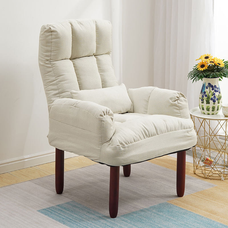 24.80" L x 25.59" W x 37.79" H Linen Convertible Chair Four-Leg Solid Wood Accent Chair