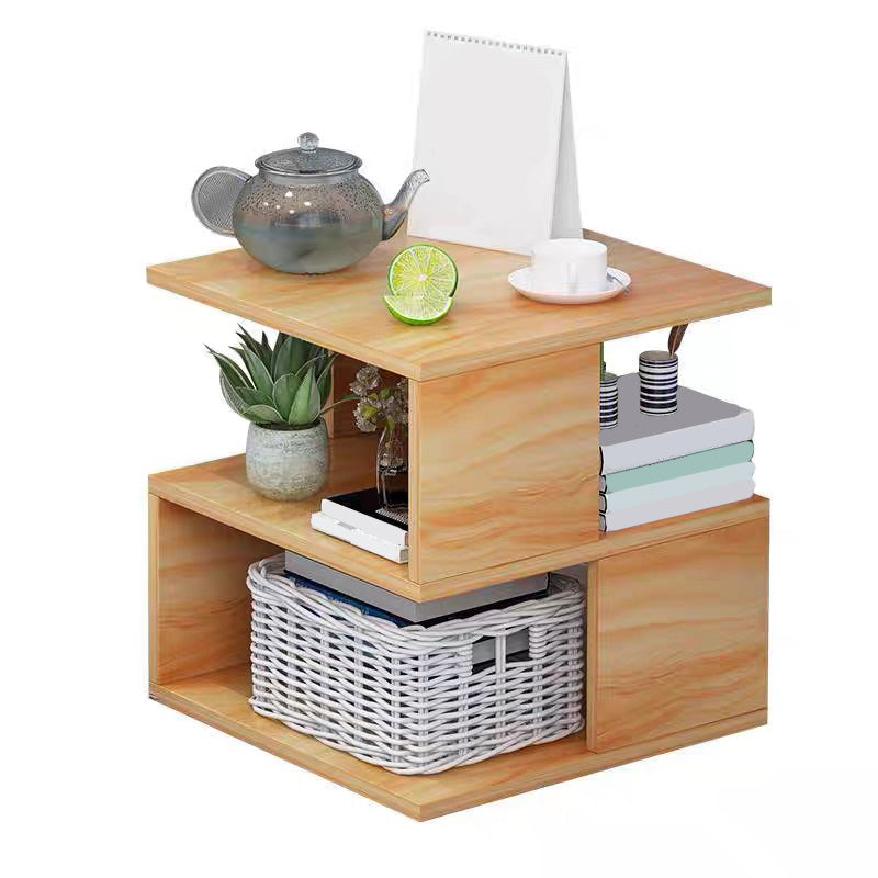 Wooden Craft Wood-based Panel with Wheel Base in Black/wood Color Side Table