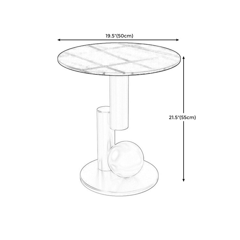 Modern Style Rock Slab Top with Black/gold Metal Work Base Side Table