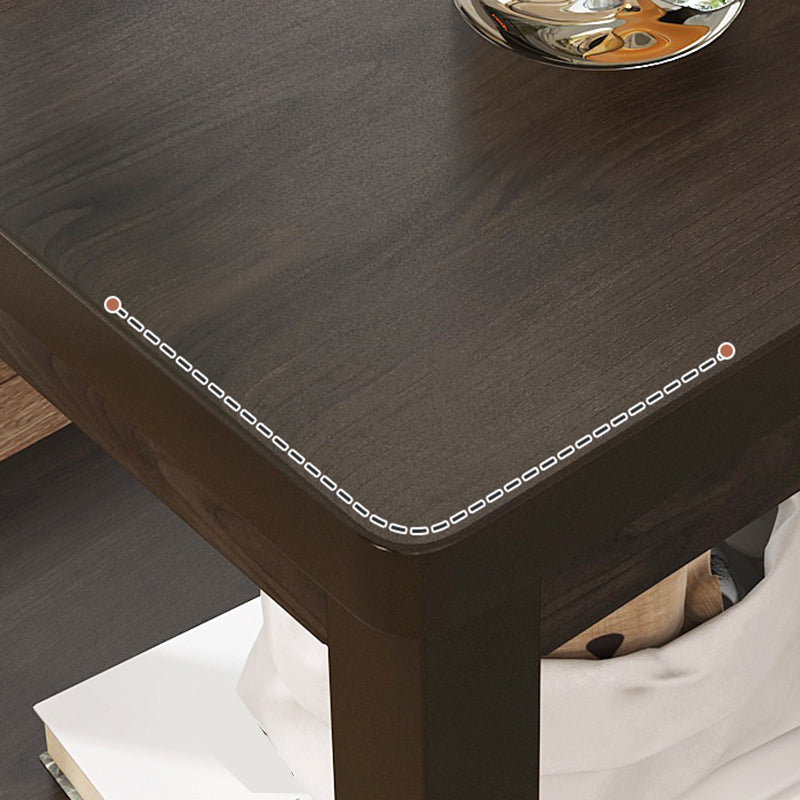 Scandinavian Wooden Geometric Side Table with Storage Shelf in Brown/Natural