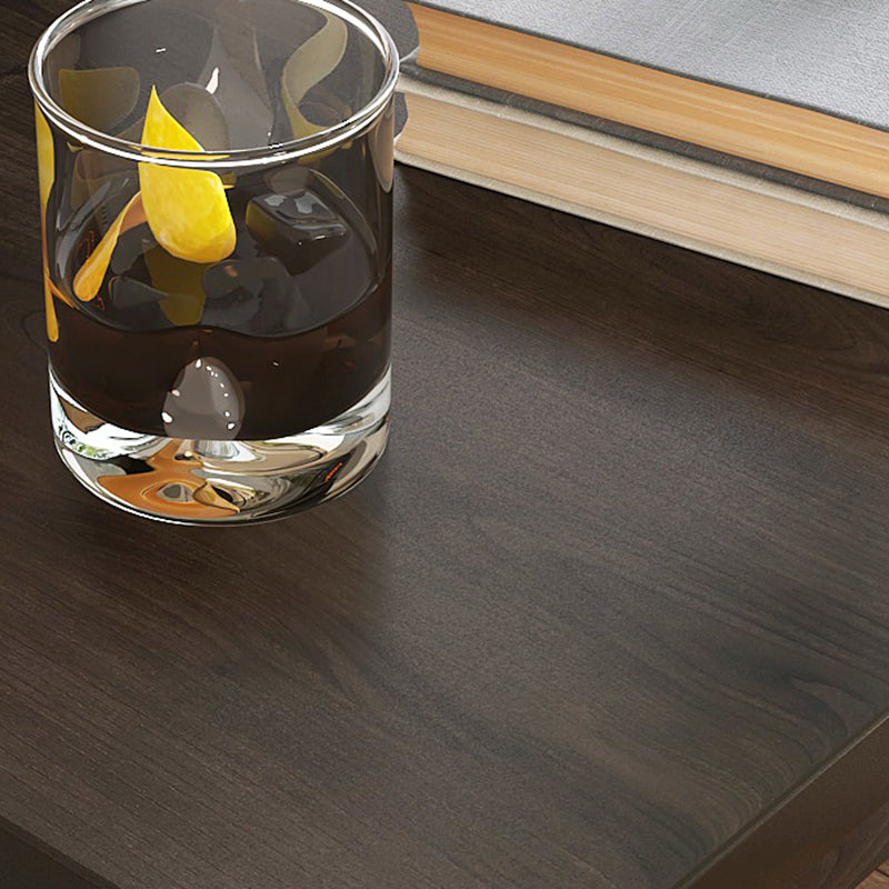 Scandinavian Wooden Geometric Side Table with Storage Shelf in Brown/Natural