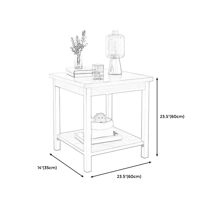 Scandinavian Wooden Geometric Side Table with Storage Shelf in Brown/Natural