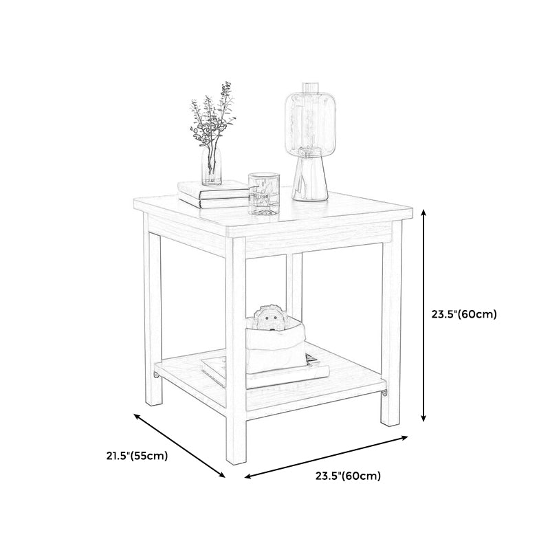 Scandinavian Wooden Geometric Side Table with Storage Shelf in Brown/Natural