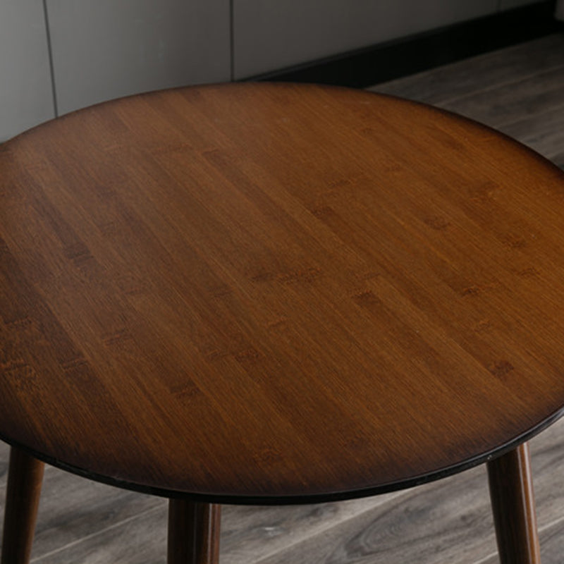 Brown/Natural Wood Living Room Side Table Round 4 Legs End Table