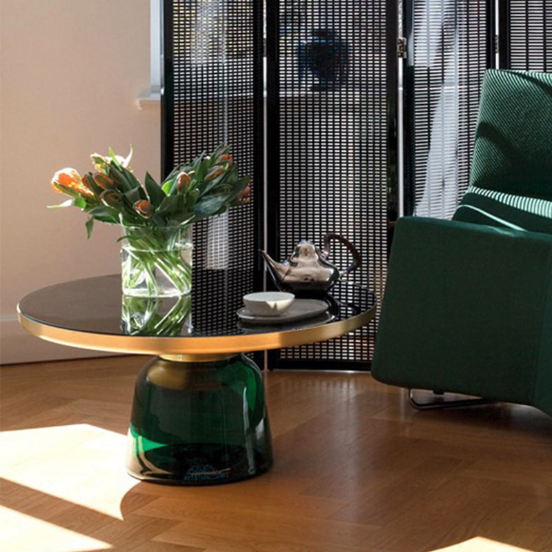 Contemporary Grey/Blue/Yellow/green/Purple Tempered Glass Round End Table