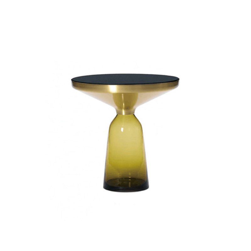 Contemporary Grey/Blue/Yellow/green/Purple Tempered Glass Round End Table
