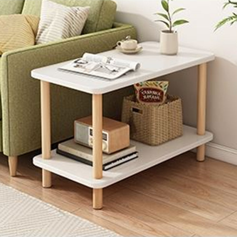 Square/Retangular Side Table Wood End Snack Table with 4 Legs for Living Room