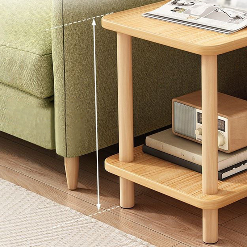 Square/Retangular Side Table Wood End Snack Table with 4 Legs for Living Room