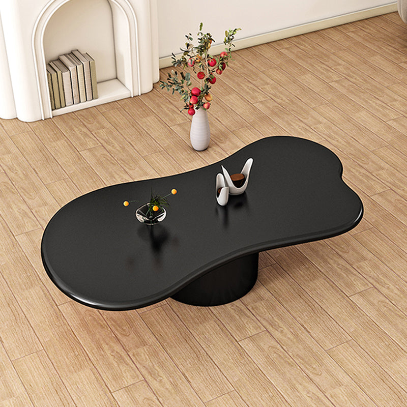 Modern Wood Pedestal Cocktail Table Free Form Coffee Table - White