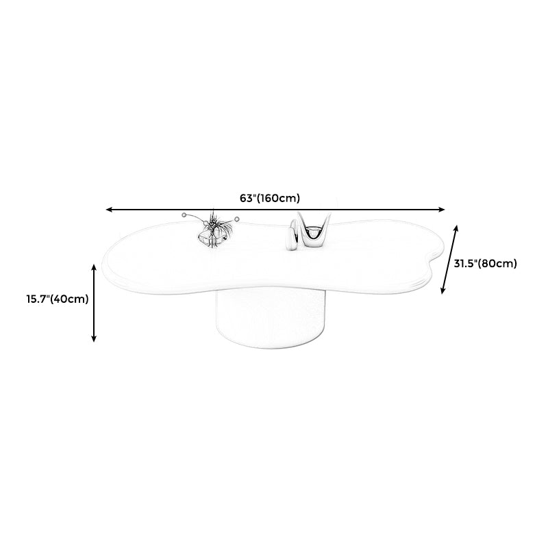 Modern Wood Pedestal Cocktail Table Free Form Coffee Table - White