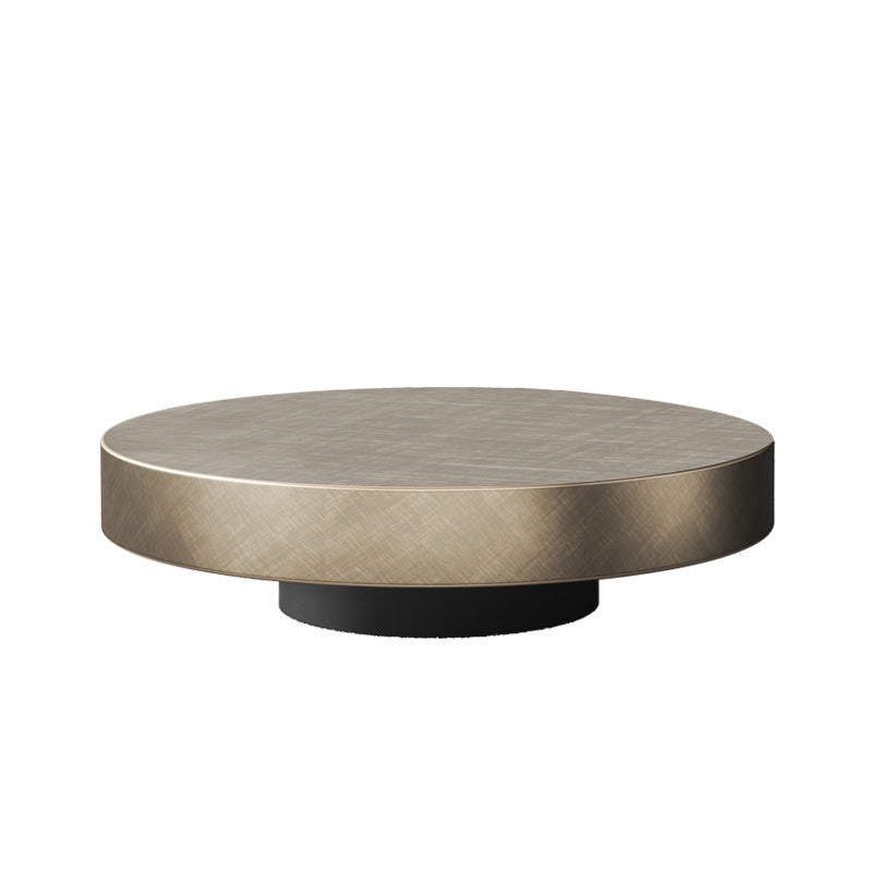 Modern Stainless Steel Solid Coffee Table Round Cocktail Table in Brass/Black